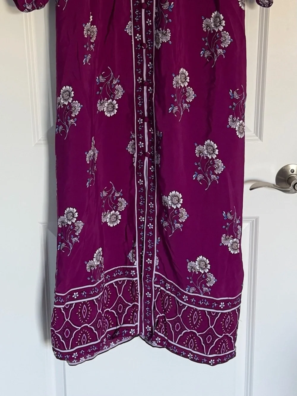 New! Loft Plum Caspia Floral Puff Sleeve Button Midi Dress Size 10 54513 - Picture 7 of 16